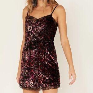 Idyllwind size medium velvet and lace dress spaghetti strap